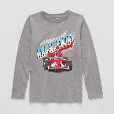 Thereabouts Little & Big Kid Boys Crew Neck Long Sleeve Regular Fit Graphic T-Shirt