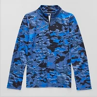 Xersion Little & Big Kid Boys Mock Neck Long Sleeve Moisture Wicking Active T-Shirt
