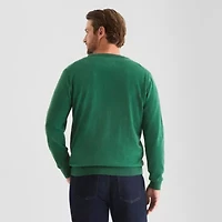 St. John's Bay Fine Gauge Mens V Neck Long Sleeve Pullover Sweater
