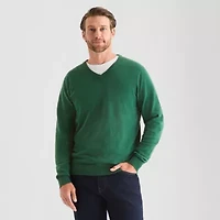 St. John's Bay Fine Gauge Mens V Neck Long Sleeve Pullover Sweater