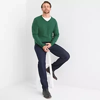 St. John's Bay Fine Gauge Mens V Neck Long Sleeve Pullover Sweater