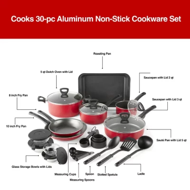 Cooks 30-pc Aluminum Non-Stick Cookware Set
