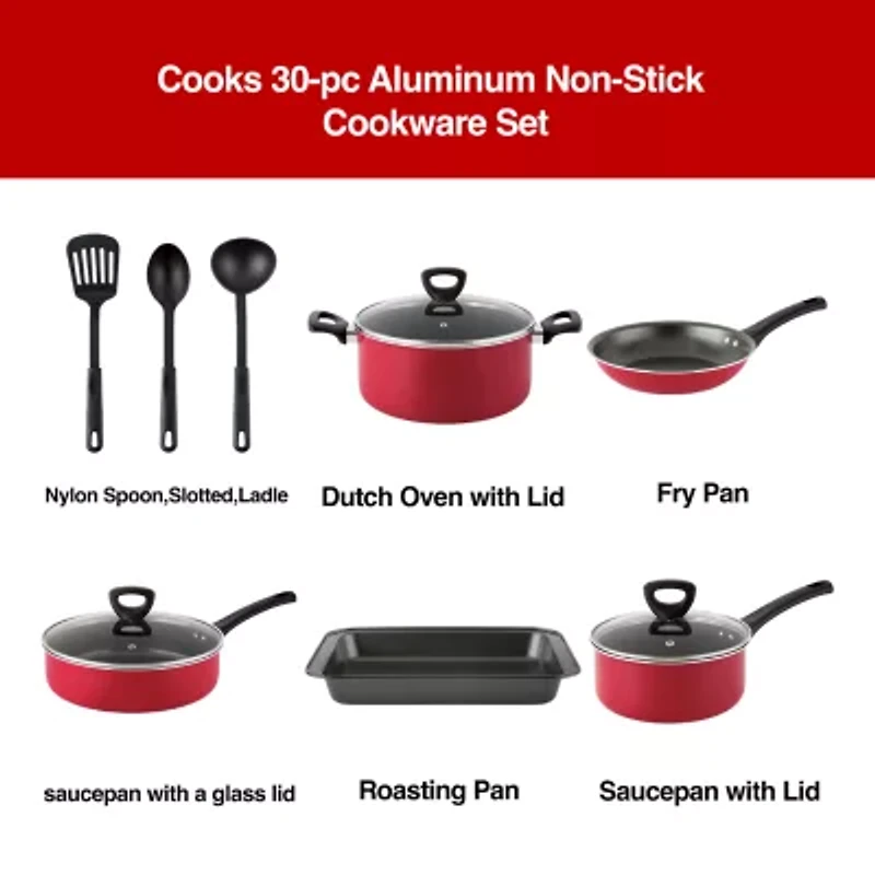 Cooks 30-pc Aluminum Non-Stick Cookware Set