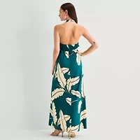 Worthington Womens Halter Neck Sleeveless Maxi Dress