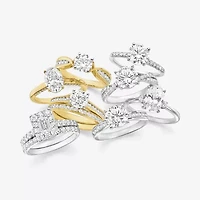 I, Si2 Womens 2 CT. T.W. Lab Grown White Diamond 10K Gold Round Side Stone Engagement Ring