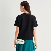 Worthington Womens Crew Neck Short Sleeve T-Shirt