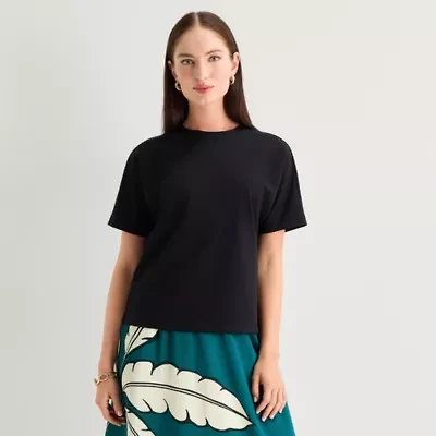 Worthington Womens Crew Neck Short Sleeve T-Shirt