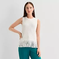 Worthington Womens Crew Neck Sleeveless Pullover Sweater