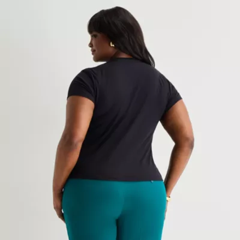 Worthington Womens Plus Crew Neck Short Sleeve T-Shirt