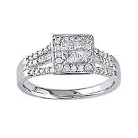 1/2 CT.T.W. Natural Diamond 10K White Gold Engagement Ring