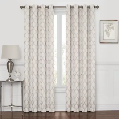 Max Blackout Prescott Grommet Top Embroidered 100% Single Curtain Panel