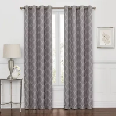 Max Blackout Prescott Grommet Top Embroidered 100% Single Curtain Panel