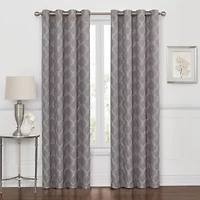 Max Blackout Prescott Grommet Top Embroidered 100% Single Curtain Panel