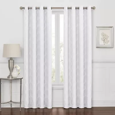 Max Blackout Prescott Grommet Top Embroidered 100% Single Curtain Panel