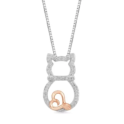 Hallmark Diamonds Womens 1/10 CT. T.W. Natural White Diamond 14K Rose Gold Over Silver 18 Inch Pendant Necklace