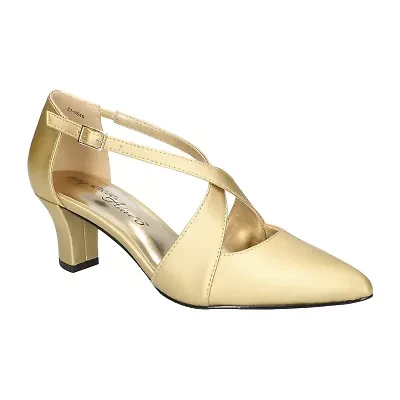 Easy Street Elegance Womens Round Closed Toe Block Heel Pumps