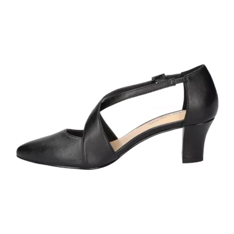 Easy Street Elegance Womens Round Closed Toe Block Heel Pumps