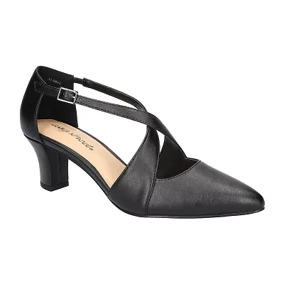 Easy Street Elegance Womens Round Closed Toe Block Heel Pumps