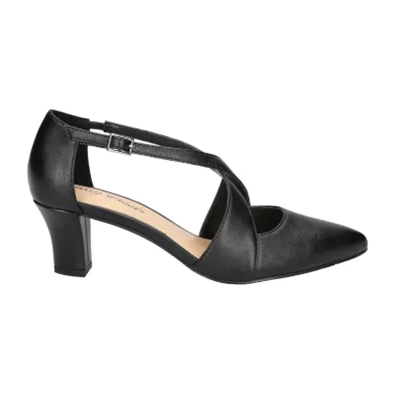 Easy Street Elegance Womens Round Closed Toe Block Heel Pumps