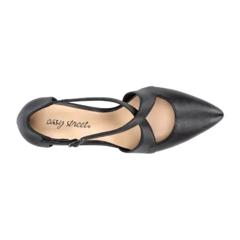 Easy Street Elegance Womens Round Closed Toe Block Heel Pumps