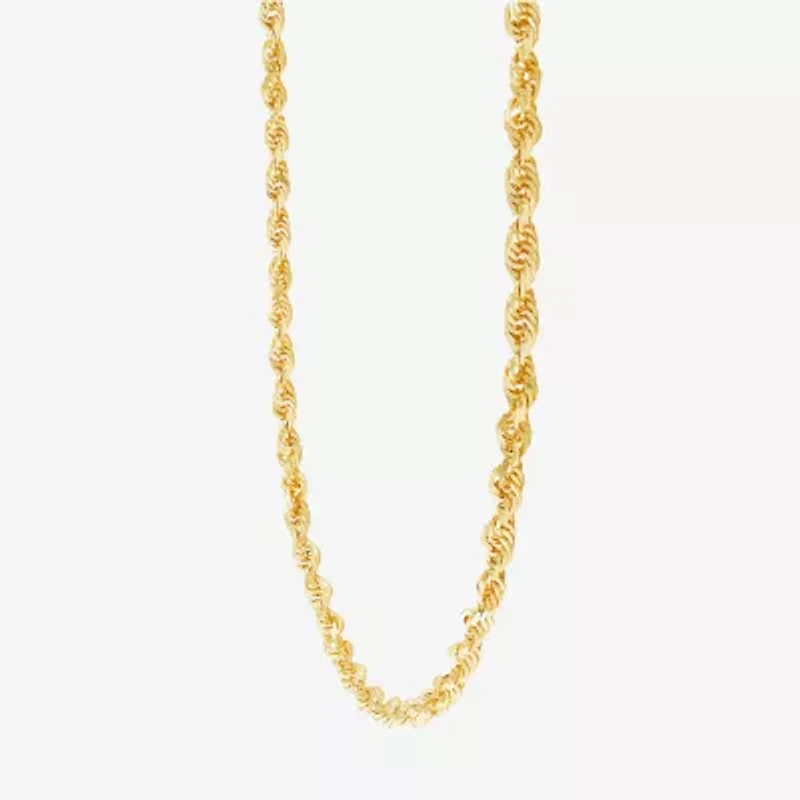 Unisex Adult 10K Gold 24 Inch Rope Chain Necklace