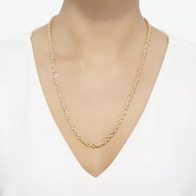 Unisex Adult 14K Gold 24 Inch Rope Chain Necklace