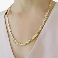 Made in Italy Unisex Adult 14K Gold 24 Inch Byzantine Chain Necklace