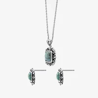 Womens Enhanced Blue Turquoise Sterling Silver 2-pc. Jewelry Set