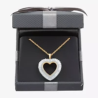 (H-I / I1) Womens 1 CT. T.W. Lab Grown White Diamond 14K Gold Over Silver Sterling Heart 18 Inch Pendant Necklace