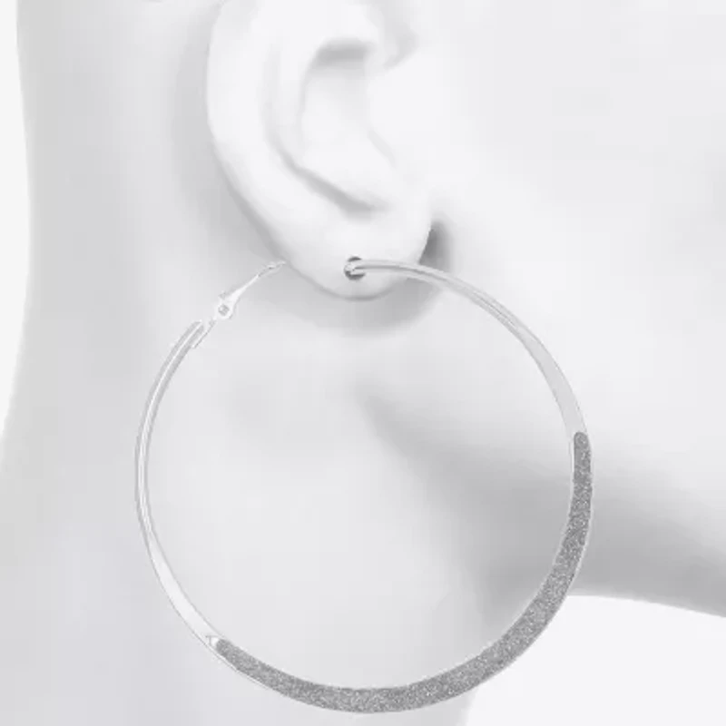 Bijoux Bar Silver Tone Womens 65mm Round Hoop Earrings