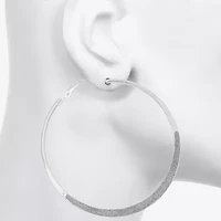 Bijoux Bar Silver Tone Womens 65mm Round Hoop Earrings