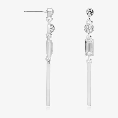 Bijoux Bar Silver Tone Womens Glass Bar Rectangular Drop Earrings