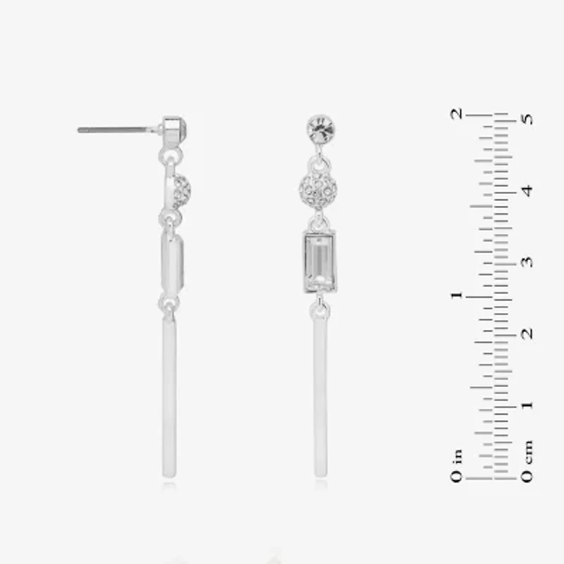 Bijoux Bar Silver Tone Womens Glass Bar Rectangular Drop Earrings