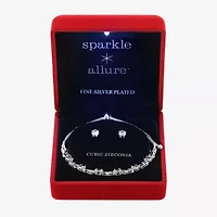 Sparkle Allure Light Up Box Womens Cubic Zirconia Pure Silver Over Brass 2-pc. Jewelry Set