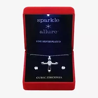 Sparkle Allure Light Up Box Womens Cubic Zirconia Pure Silver Over Brass Cross 2-pc. Jewelry Set