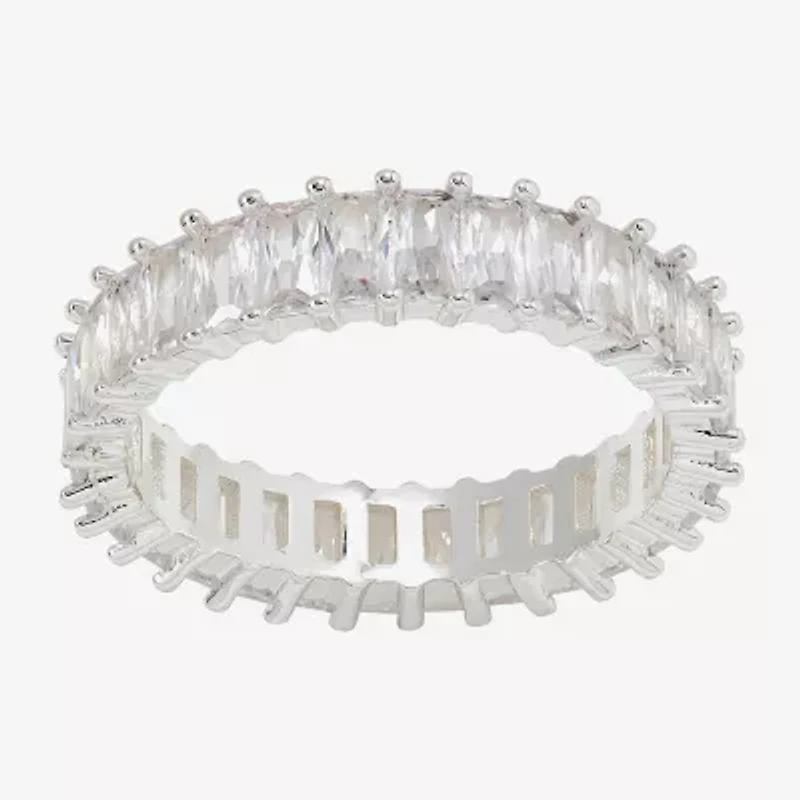 Sparkle Allure Womens 5MM Cubic Zirconia Pure Silver Over Brass Eternity Band