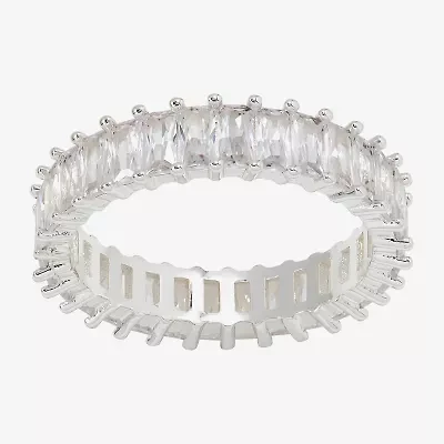 Sparkle Allure Womens 5MM Cubic Zirconia Pure Silver Over Brass Eternity Band