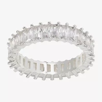 Sparkle Allure Womens 5MM Cubic Zirconia Pure Silver Over Brass Eternity Band