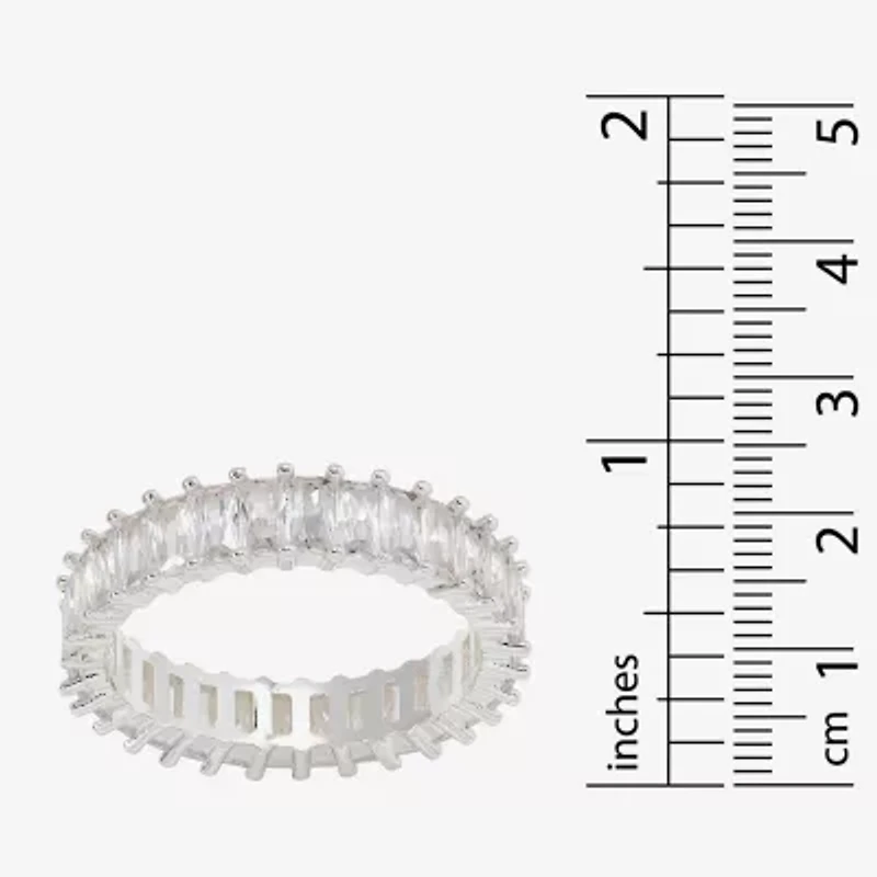 Sparkle Allure Womens 5MM Cubic Zirconia Pure Silver Over Brass Eternity Band