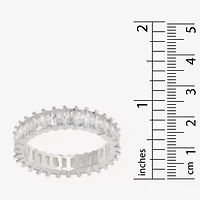Sparkle Allure Womens 5MM Cubic Zirconia Pure Silver Over Brass Eternity Band