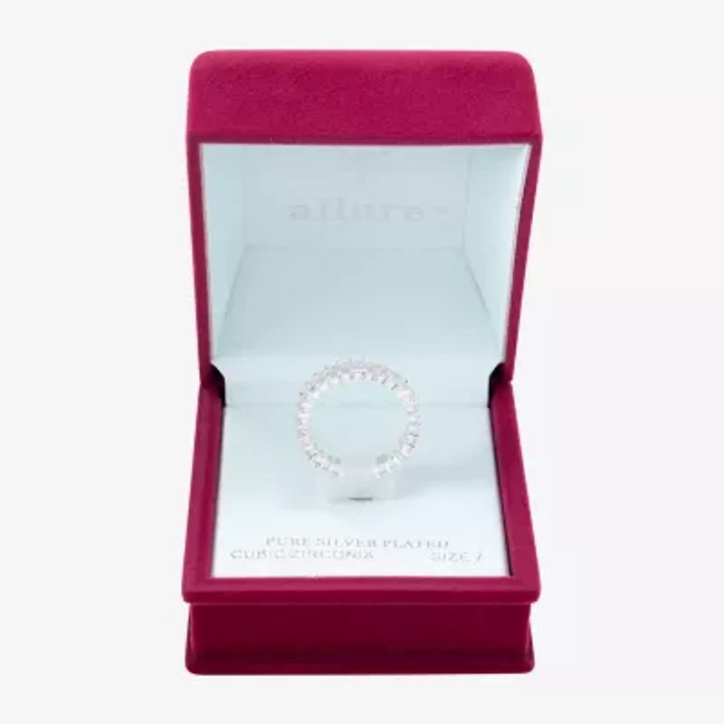 Sparkle Allure Womens 5MM Cubic Zirconia Pure Silver Over Brass Eternity Band