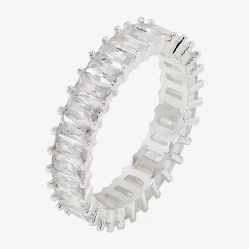 Sparkle Allure Womens 5MM Cubic Zirconia Pure Silver Over Brass Eternity Band