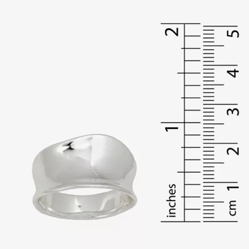 Sparkle Allure Polished Wavy Womens 5.5MM Pure Silver Over Brass Band