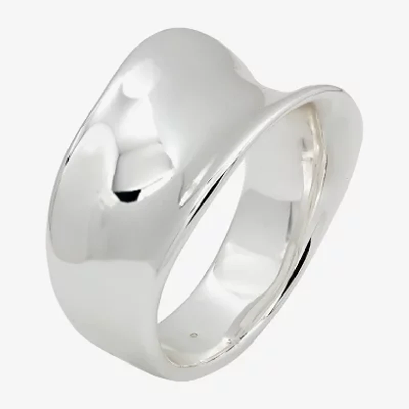 Sparkle Allure Polished Wavy Womens 5.5MM Pure Silver Over Brass Band