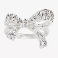 Sparkle Allure Womens Cubic Zirconia Pure Silver Over Brass Bow Cocktail Ring