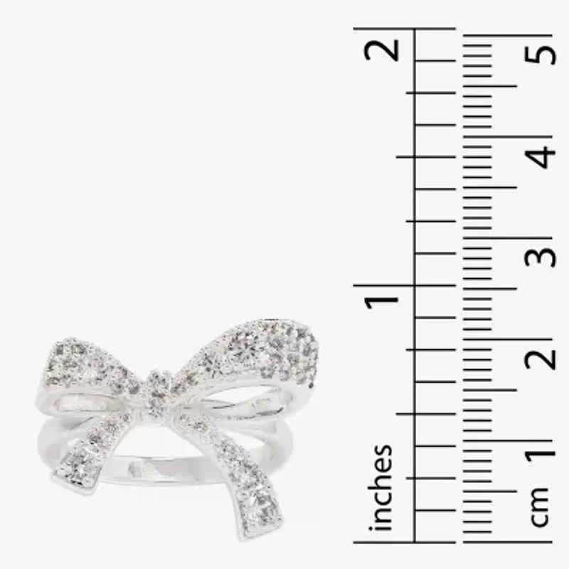 Sparkle Allure Womens Cubic Zirconia Pure Silver Over Brass Bow Cocktail Ring