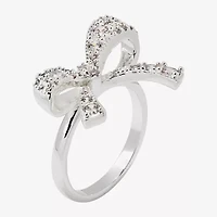 Sparkle Allure Womens Cubic Zirconia Pure Silver Over Brass Bow Cocktail Ring