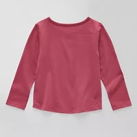 Okie Dokie Toddler & Little Girls Round Neck Long Sleeve Regular Fit Graphic T-Shirt
