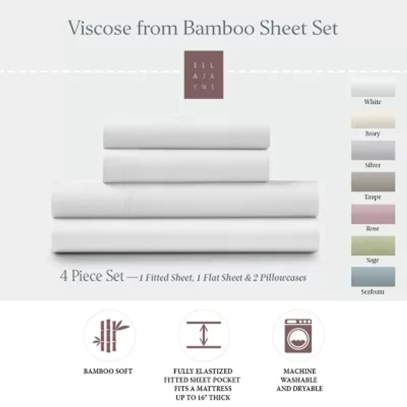 Ella Jayne Rayon From Bamboo Deep-Pocket 4-piece Sheet Set