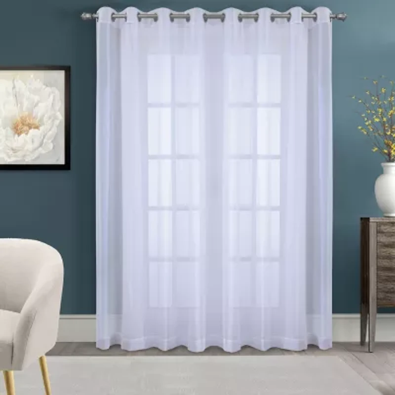 Habitat Cote D'Azure Grommet Top Sheer Single Curtain Panel
